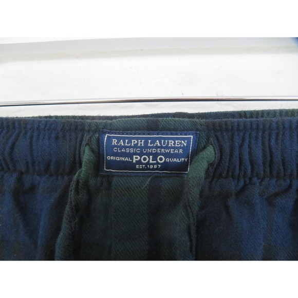 Polo Ralph Lauren Pajama Pants Mens Medium Tartan Plaid Sleepwear Green Flannel - Picture 5 of 11